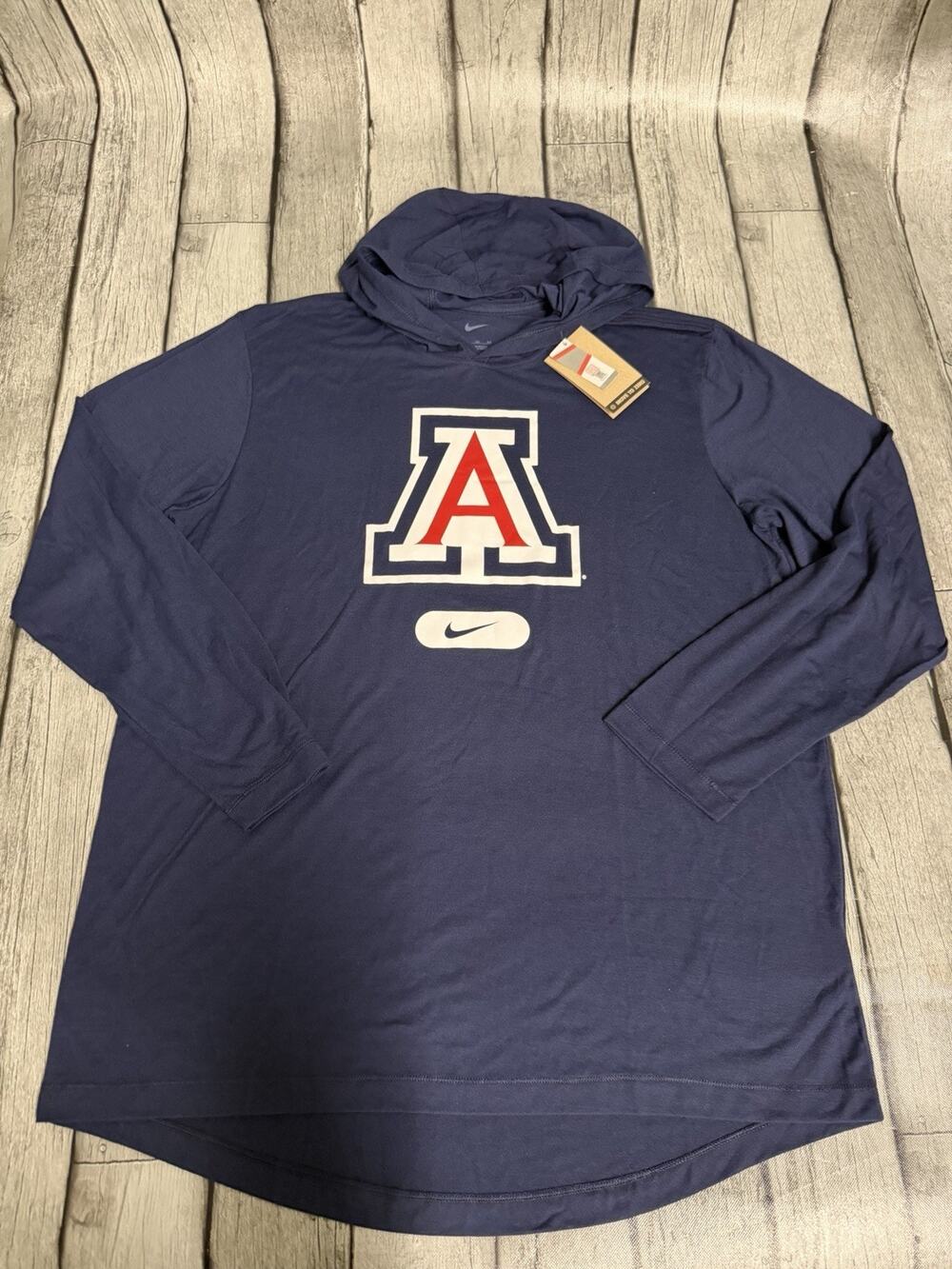 NWT Mens Nike Arizona Wildcats Primetime Tri-Blend Dri-FIT LS Hoodie T-Shirt XL